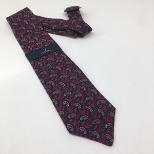 Nautica Mens Tie Red White & Blue Paisley Print Silk Tie USA Patriotic Military